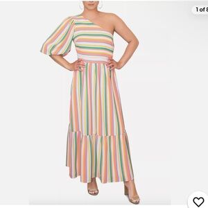 Rachel Rachel Roy Womens Tove One-Shoulder Maxi Dress Multi Stripe size 0